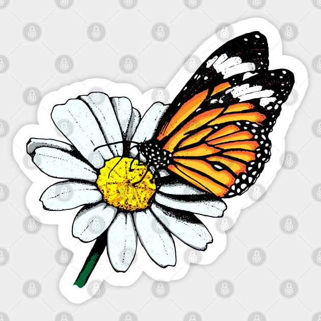 Monarch Butterfly on Daisy Sticker by deancoledesign